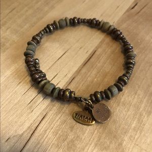 Gold beaded Alex and Ani divider bracelet